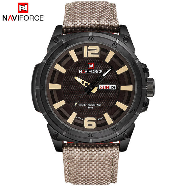 Naviforce Watches Men's Quartz Hour Dial Date Clock Man Army Military Waterproof