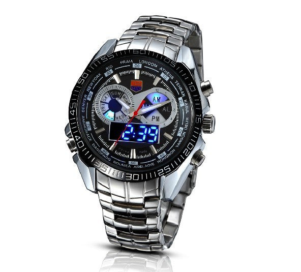 TVG Stainless Steel Digital Watch 3ATM Waterproof