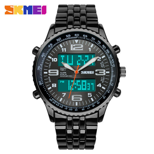 SKMEI Military Chronograph Quartz LED Wristwatches 30m waterproof