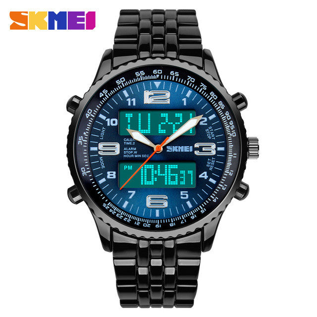 SKMEI Military Chronograph Quartz LED Wristwatches 30m waterproof