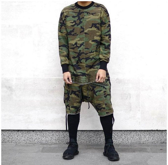 Long sleeve Camouflage Top For Streetwear